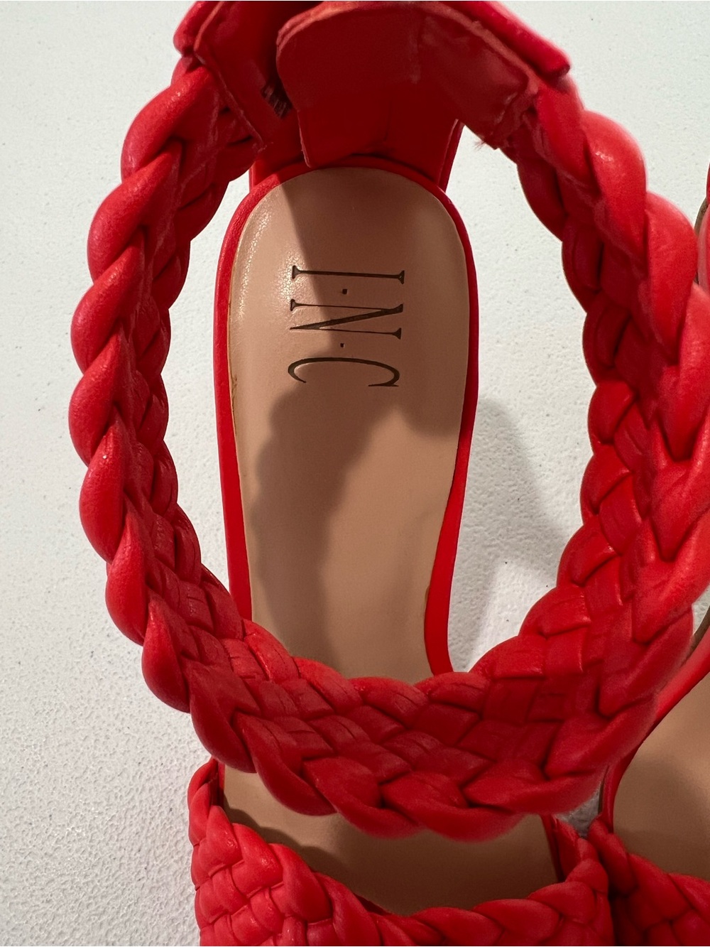 INC International Concepts Red orange Braided Strap High Heel Sandals 8 M - Picture 6 of 12